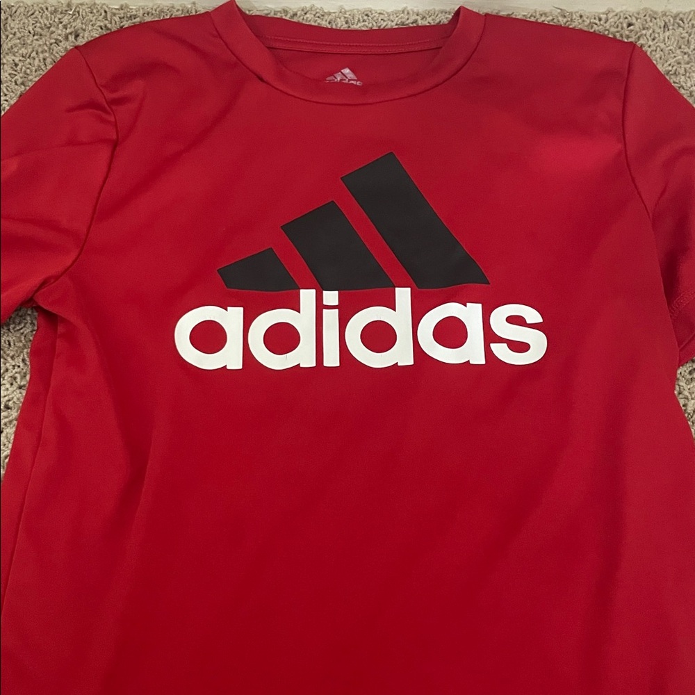 Adidas Red Tee with Black and White Logo